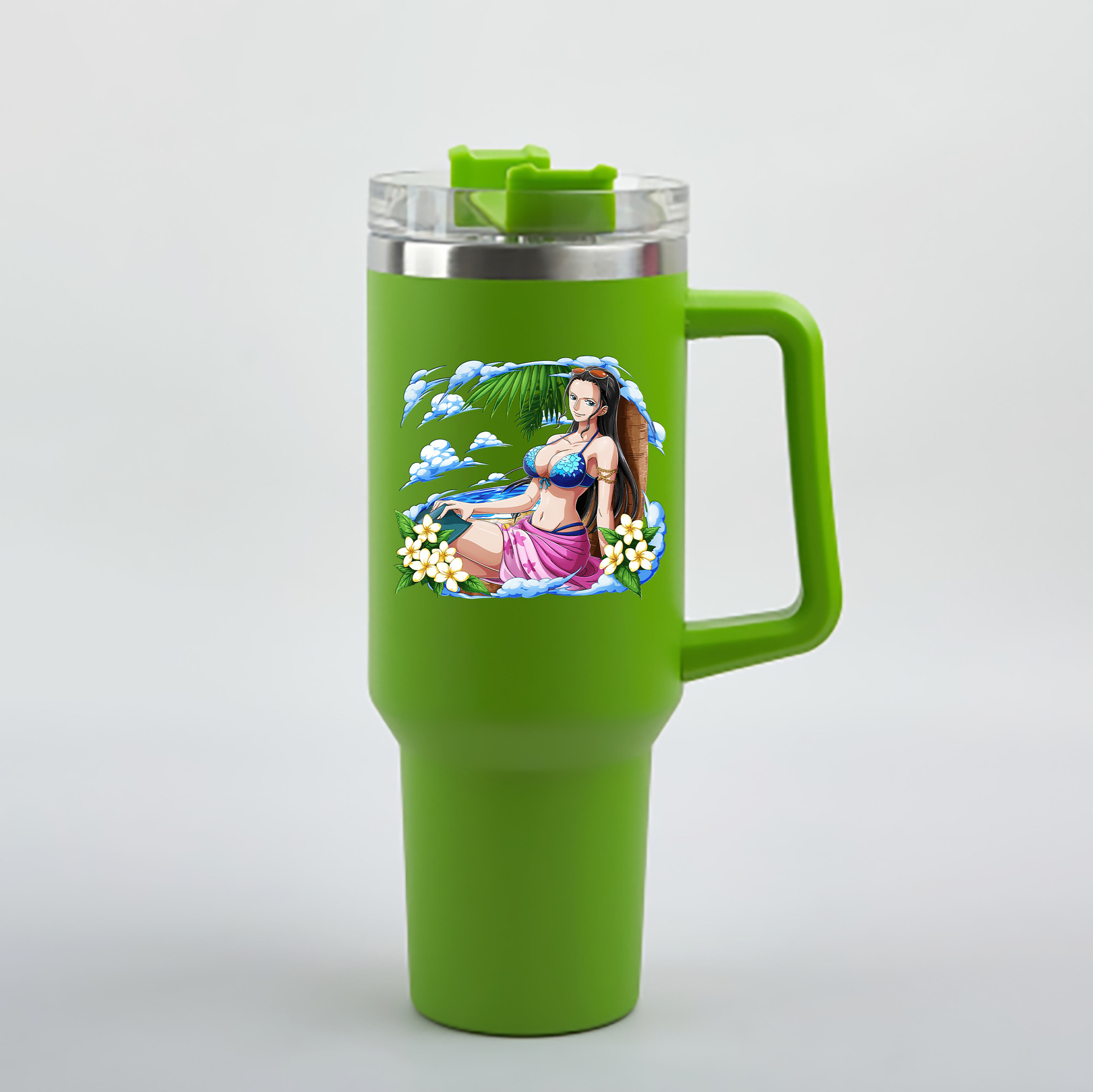 ワンピース ニコ・ロビン ONE PIECE Nico Robin 1200mL車用タンブラー - クリスタルステッカー（プラスチックストロー付き）